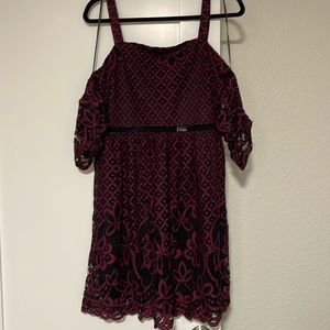 Francesca’s Pink and Black Lace Dress